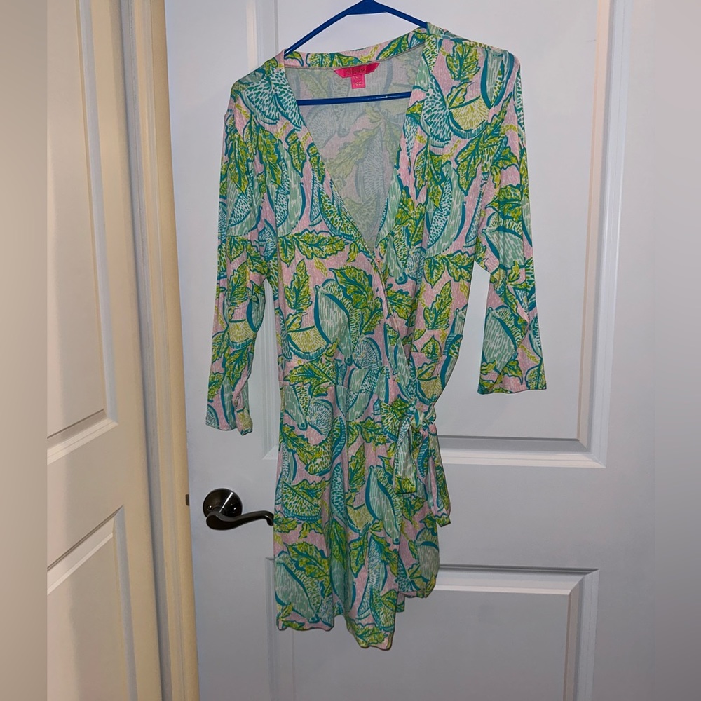 Lilly Pulitzer Long Sleeve Wrap Romper; Size XL